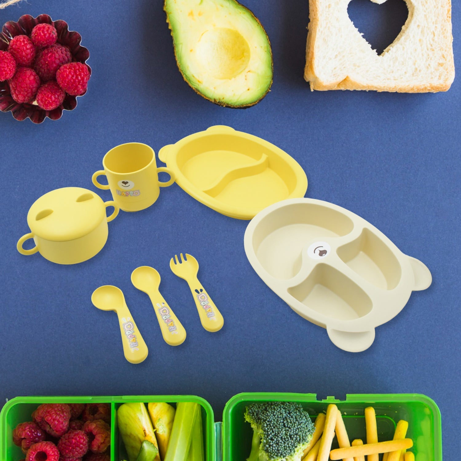 Baby Feeding Set for Kids and Toddlers,Children Children Dinnerware Set - Bamboo Fibre Feeding Set for Kids, Cartoon Design Plate, Cup, Spoon, Fork and Chopsticks, Tableware Cutlery for Kids Microwave & Dishwasher Safe (7 Pcs Set) Baby Feeding Set for Kids and Toddlers,Children Children Dinnerware Set - Bamboo Fibre Feeding Set for Kids, Cartoon Design Plate, Cup, Spoon, Fork and Chopsticks, Tableware Cutlery for Kids Microwave & Dishwasher Safe (7 Pcs Set)